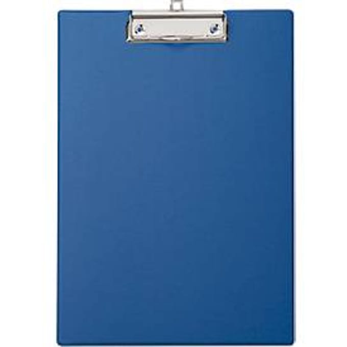 Klembord MAULpoly - karton/polypropeen, recyclebaar - L 320 x B 230 x H 13 mm - A4 staand formaat - klembreedte 8 mm - blauw