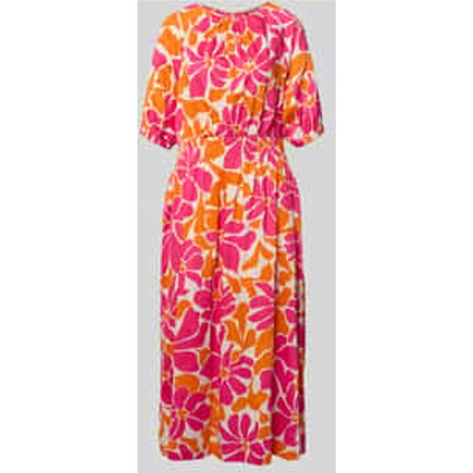 Midi-jurk in allover-look met ronde halslijn