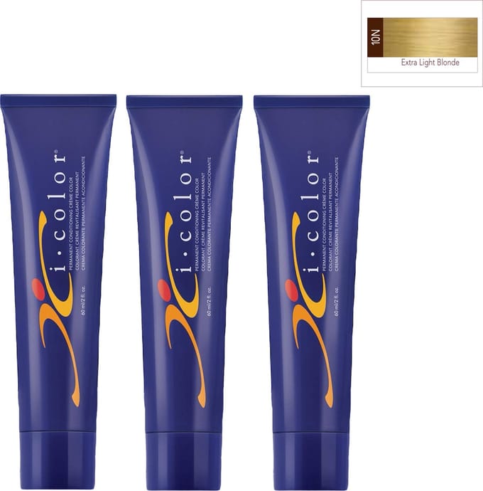 ISO i color Permanent Conditioning Crème Color 60ml 10N Extra Light Blonde x 3 tubes