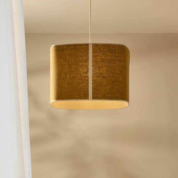 MARKET SET Hanglamp Dolce, currygeel, linnen, E27
