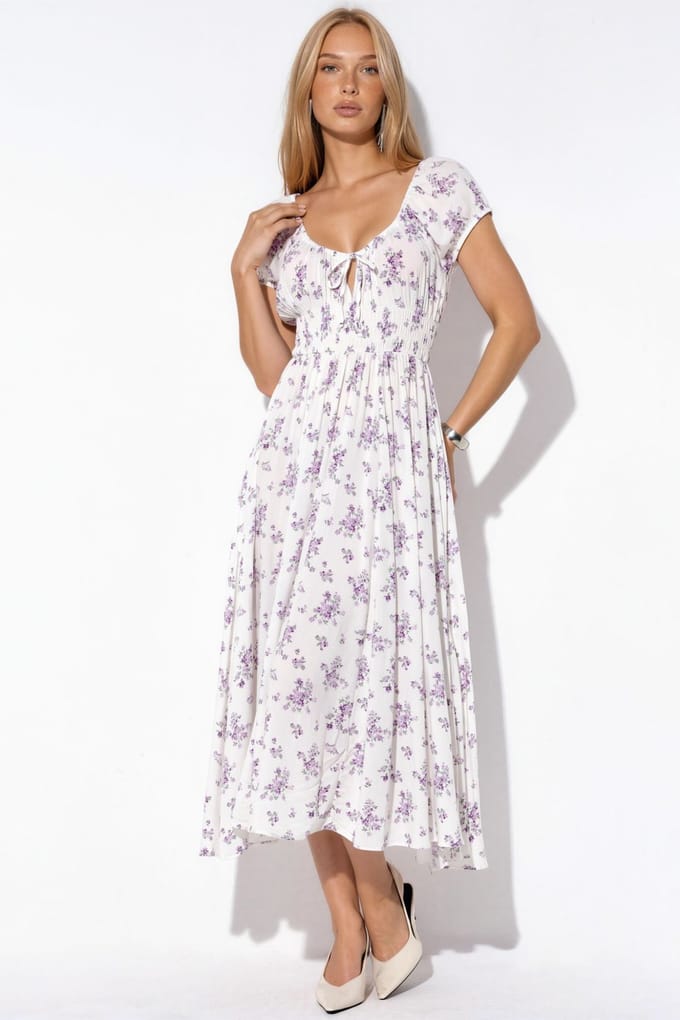 Floral Viscose Maxi-jurk