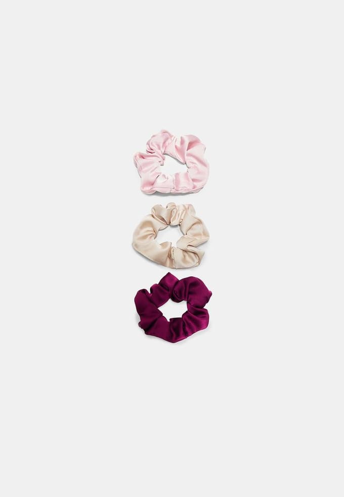 Stradivarius Set van 3 satijn haarelastiekjes  Roze OS