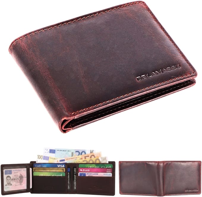 DE LAMASSU® (Emory) RFID Portemonnee – Echt Leer – Slim & Compact – 10 Pasjes – Unisex – Luxe Geschenkverpakking