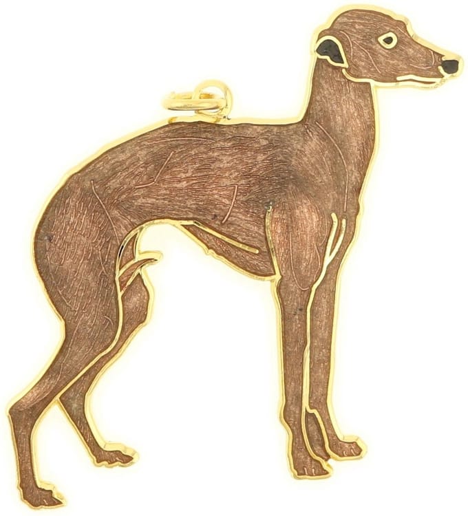 Behave - Hanger hond hazewind bruin emaille goudkleur - stijlvolle look