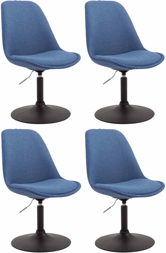 CLP Maverick Set van 4 Eetkamerstoelen - Stof blauw zwart