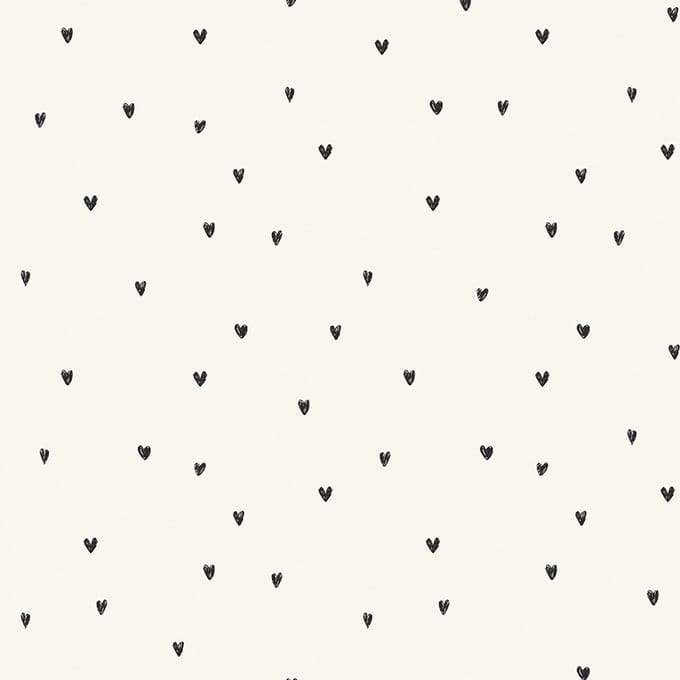 Next vliesbehang Ditsy Heart zwart wit 10mx52cm