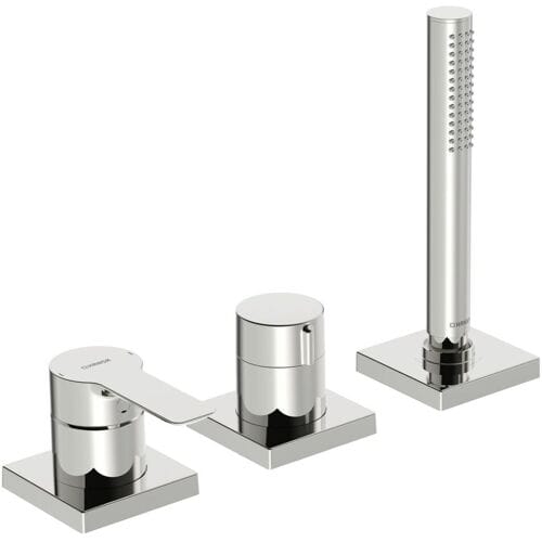 Hansaligna remote mounting set for bath shower, rosettes angular 06439493