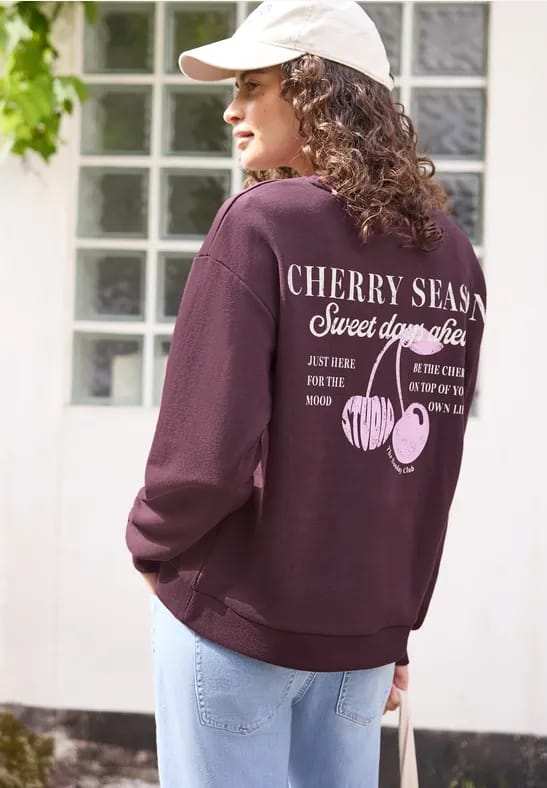 Sweatshirt met lange mouwen en opdruk op de rug