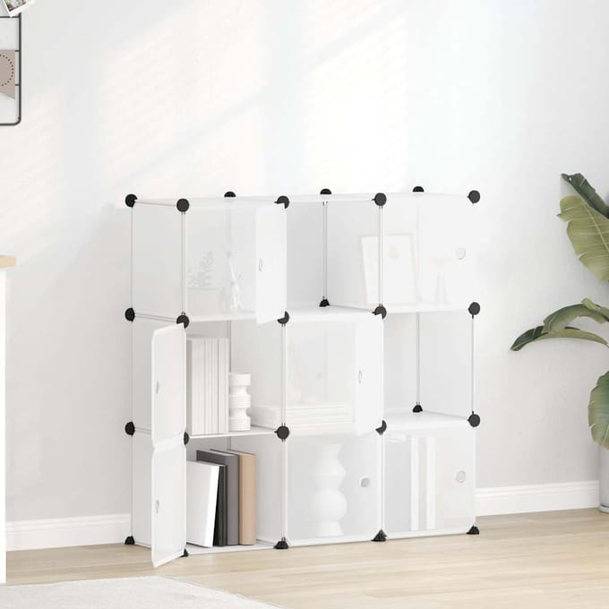 vidaXL - Opbergkubus - organizer - met - 9 - kubussen - en - deuren - transparant - PP