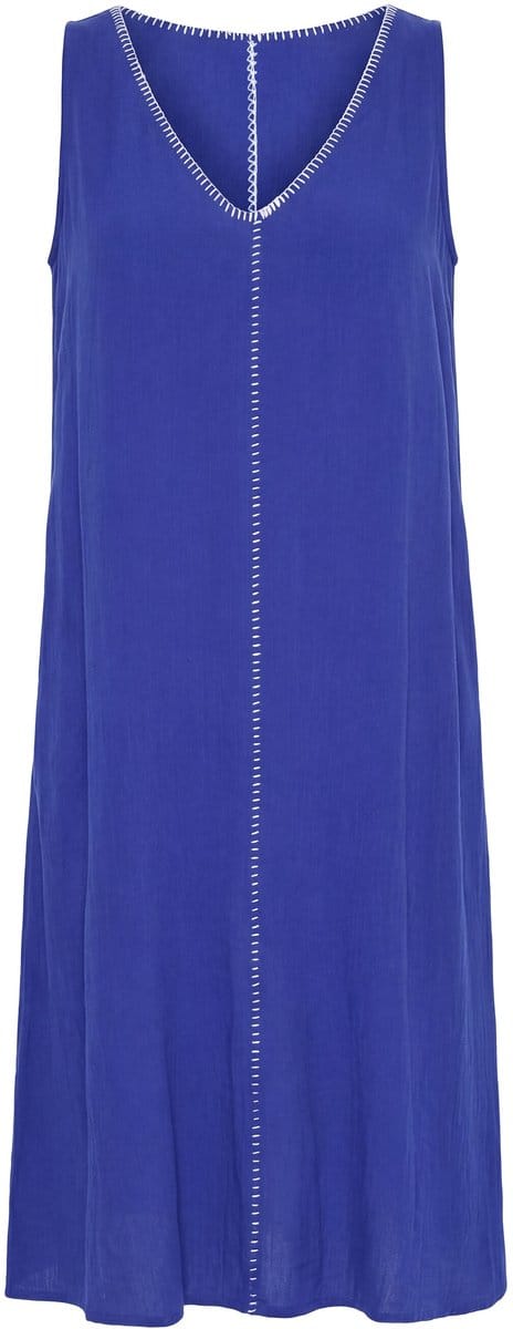 Studio Untold - Dames - Maxi-jurk A-lijn afwerkingen mouwloos - Kobaltblauw - Maat 42+