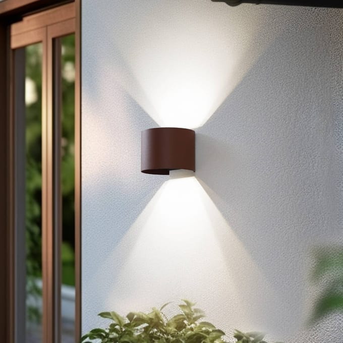 Lindby Smart LED buiten wandlamp Dara, roestkleurig, rond, CCT RGB, Tuya
