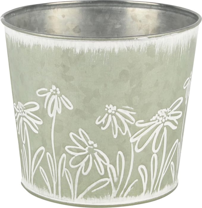 Dekoratief | Bloempot 'Daisies Blooming', metaal, 17x17x15cm | A250623