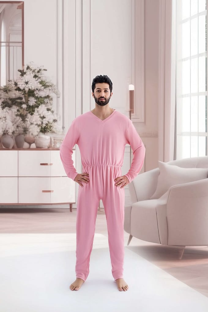 Hansop pyjama - rugrits & beenrits - Nachthemd - Lange mouwen - Plukpak - Maat S