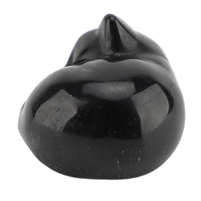 Statue de Chat en Cristal Compacte Multifonctionnelle Mignonne Décoration de Chat Endormi en Cristal pour la Maison Obsidienne (Pierre Noire) black
