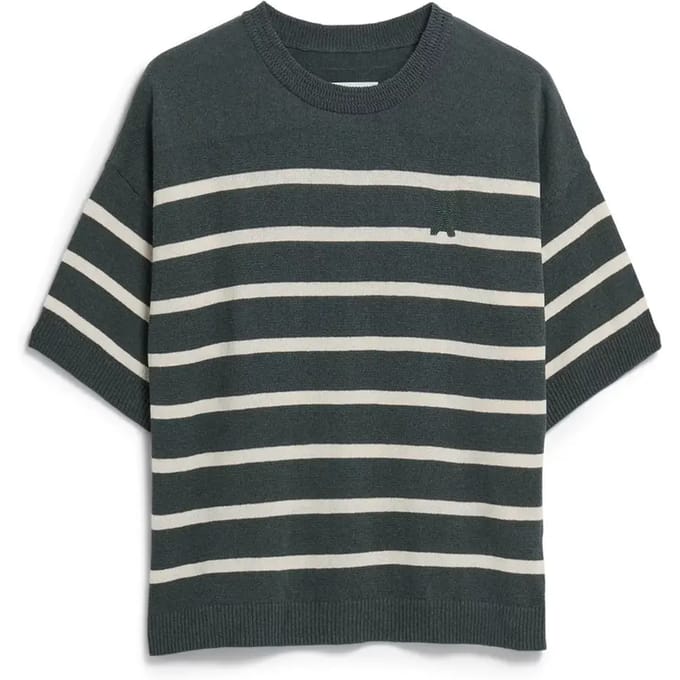 relaxed fit pullover van linnenmix model 'STRIPE'