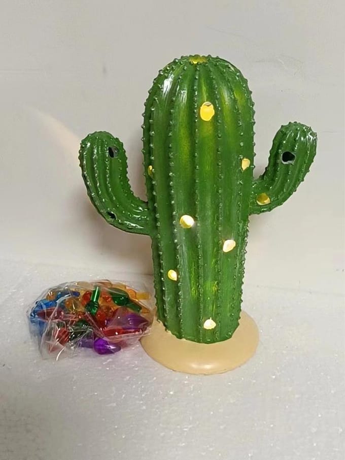 Hars Kerstcactus met Lichtjes Vintage Nostalgische Kerstcactus Tafelornament Kerst