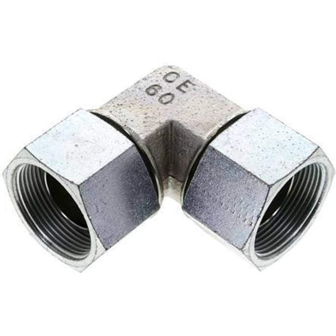 90° L-Koppeling G1 1/2'' Binnendraad Hoge Druk Staal  60° Conus 125bar Hydrauliek