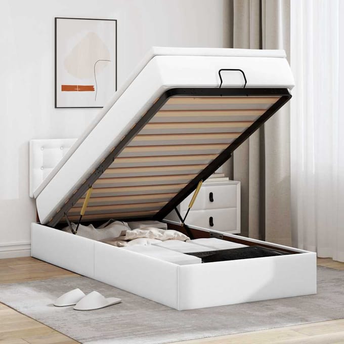 vidaXL - Ottomaanse - bed - met - matras - 100x200cm - kunstleer - wit