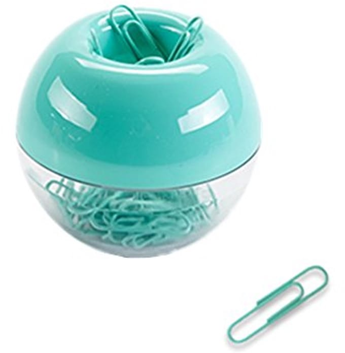 100 stuks medium mintgroene paperclips met houder en opbergtas voor bureau-organizer