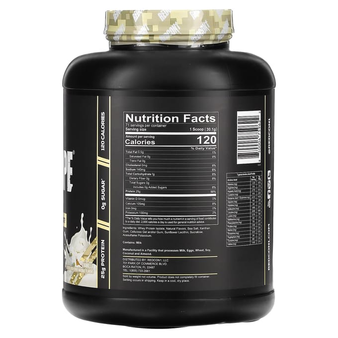 Redcon1, Isotope, 100% Wei-isolaat, Vanille, 4,71 lb (2,137 g)