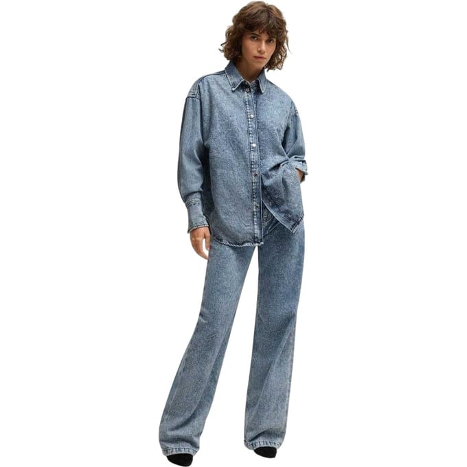 Boss Dames/Dames Denim Relaxed Fit Shirt Met Lange Mouwen (Donkerblauw)