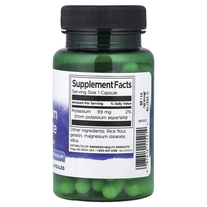 Swanson, Kaliumaspartaat, 99 mg, 60 capsules