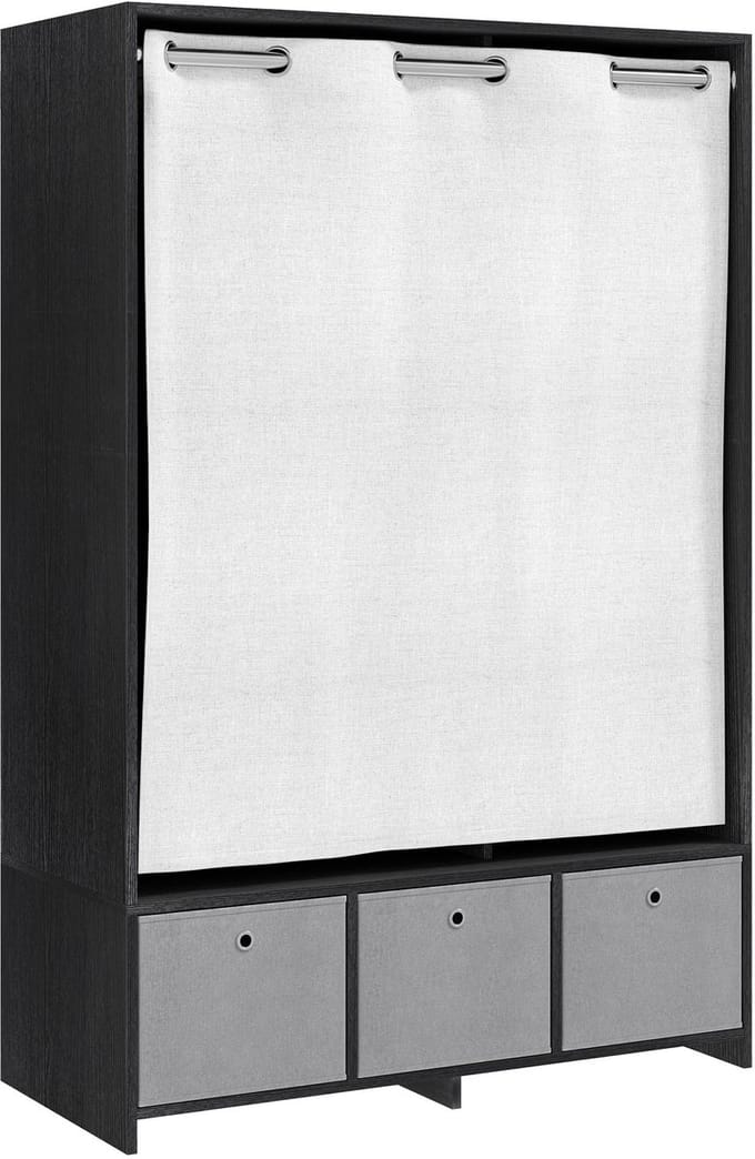 HOMCOM-Kledingkast-Spaanplaat-105x48x160cm-Zwart