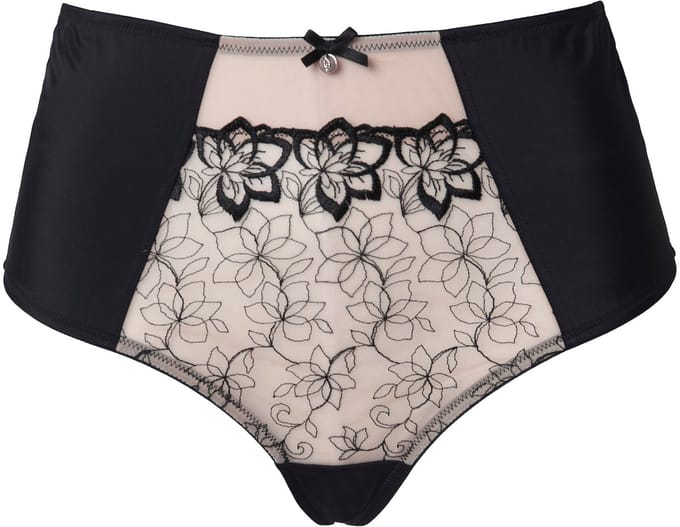 Ulla Popken - Dames - Stringbroekje borduursel microvezel - Poeder - Maat 58+