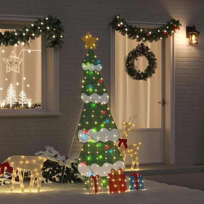 vidaXL - Verlichte - Kerstboom - met - 3 - Geschenkdozen - 2D - Warm - Wit - Meerkleurig