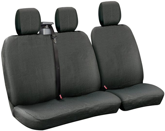 Dots-2, bestelwagen stoelbekleding set met riemoproller - Zwart/Grijs