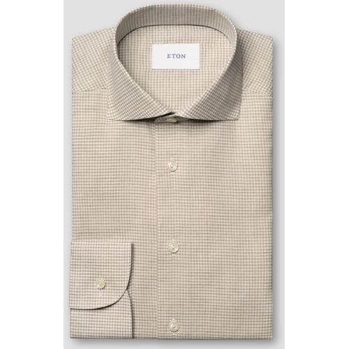 Eton Overhemd Micro Check Signature Flanel Beige / male