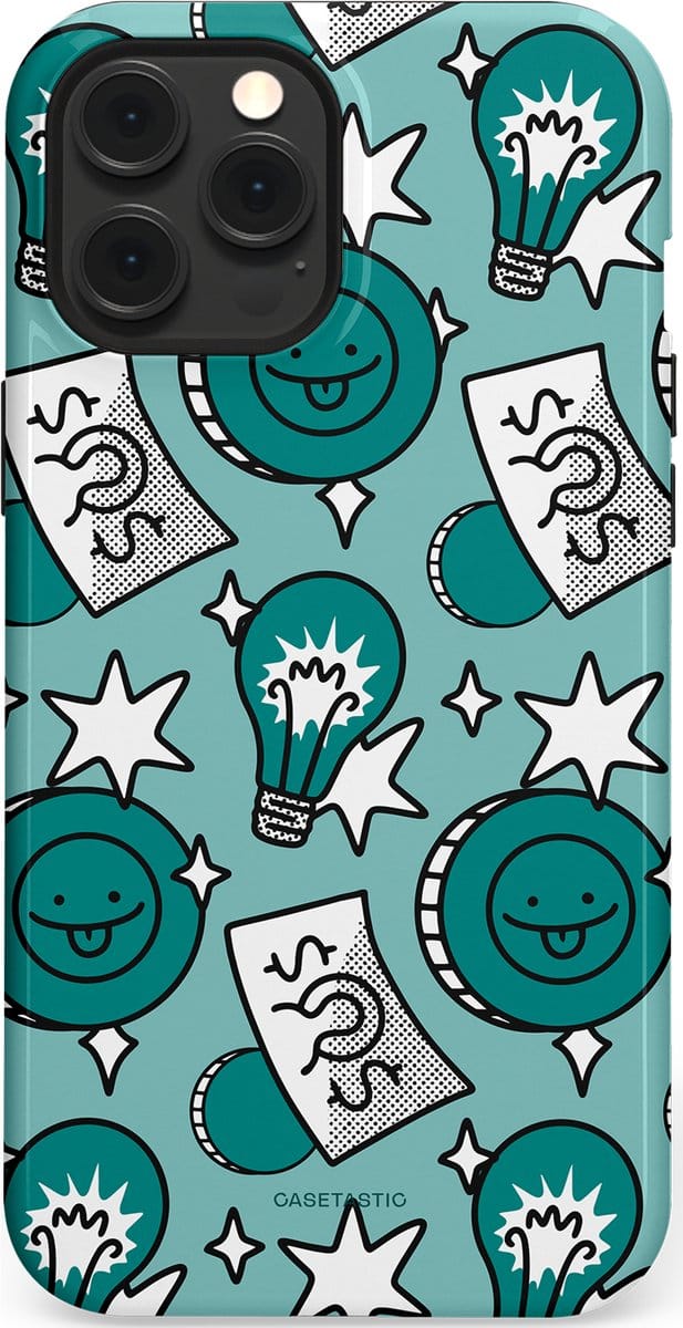 Casetastic hoesje geschikt voor Apple iPhone 12 Pro Max - MagSafe - Dubbellaagse bescherming - Muntmeester - Fashion Case - Petrol Mintgroen Grijs Donkergrijs