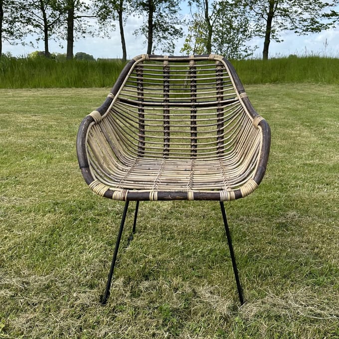 Rotan Kuipstoel Licht Bruin - 65x55xH80 cm