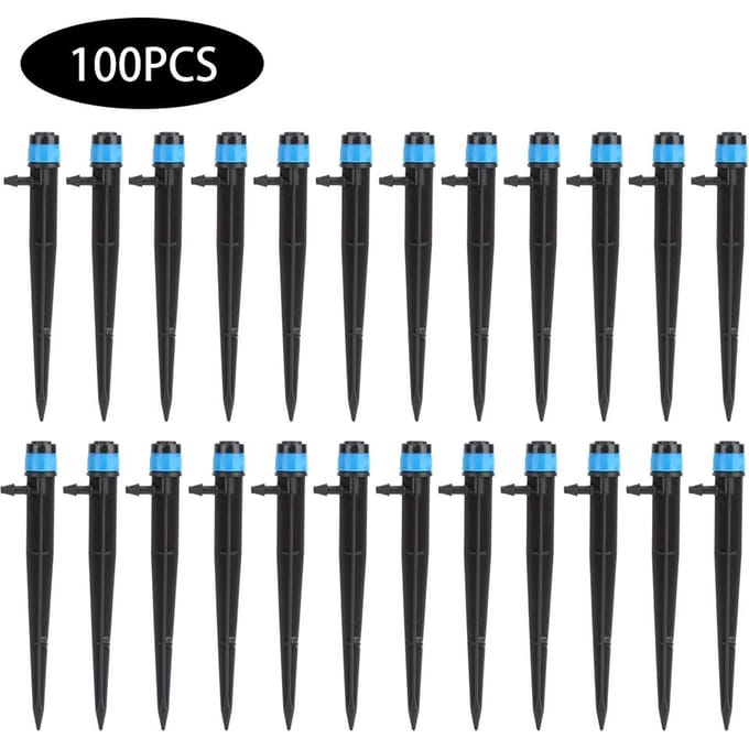 100 Stuks Grondinsteek Type Irrigatie Druppelaar Druppelsproeier voor Tuin Watergeefsysteem black
