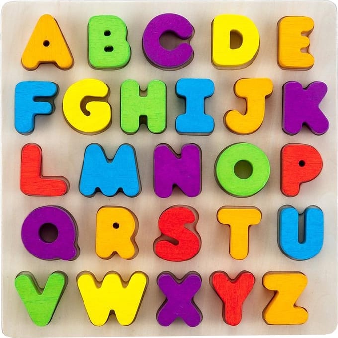 Alphabet puzzle 30 x 30 cm rubber wood
