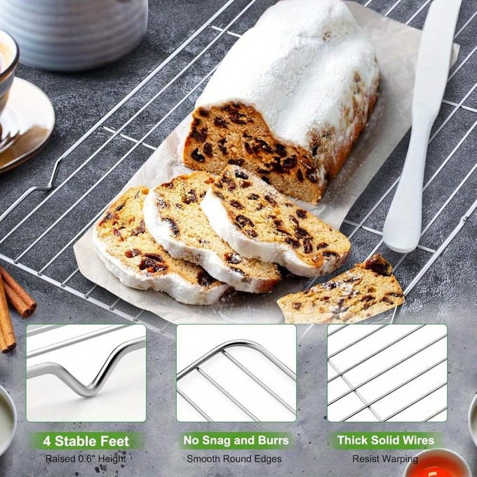 Stevig Verchroomd Koelrek voor Bakken en Vaatwasser, Voedselveilig & Gemakkelijk te Reinigen: Perfect voor Koekjes Afkoelen zilver