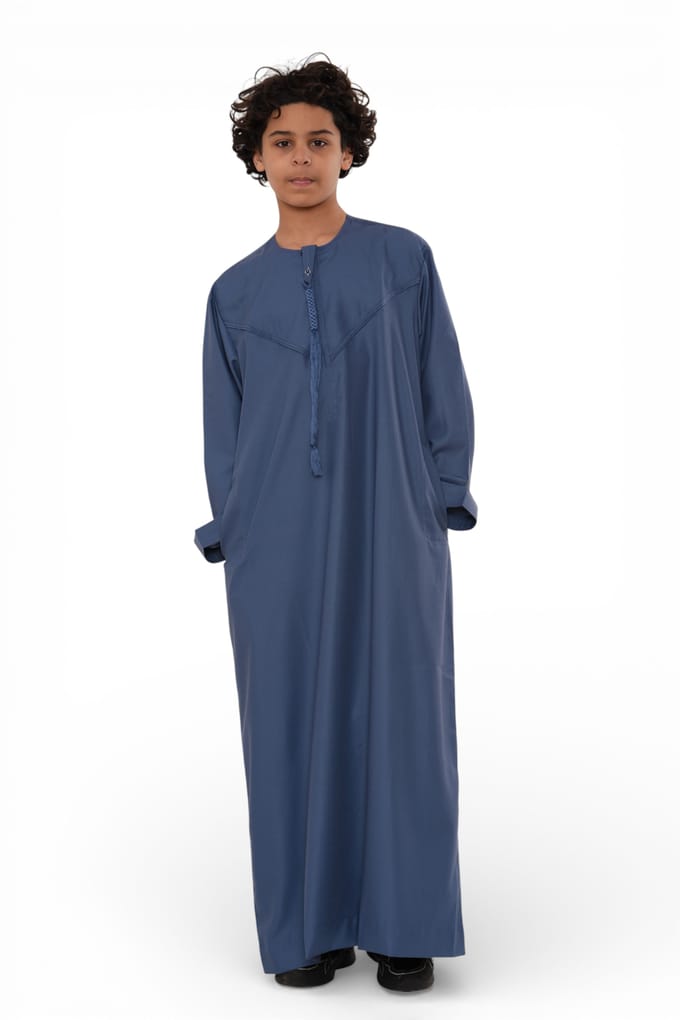Kinderen jongens Eid blauwe Marokkaanse Jubba gewaad Djellaba Ramadan Eid Thobe - K-HM11