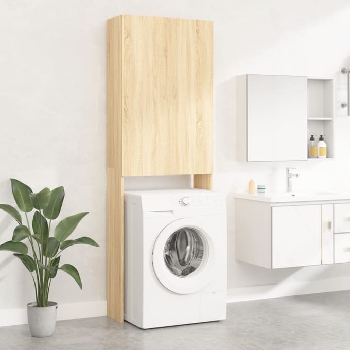 vidaXL - Wasmachinekast - 64x25,5x190 - cm - sonoma - eikenkleurig