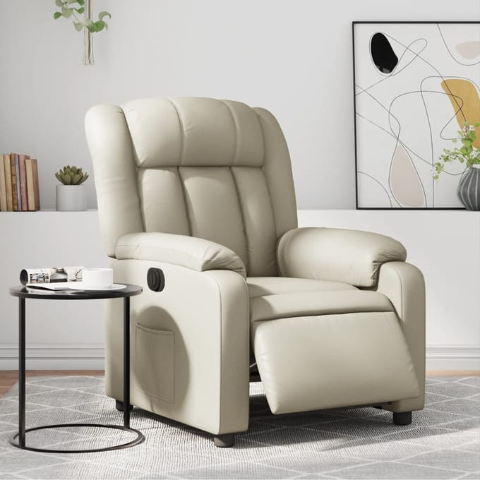 vidaXL - Fauteuil - elektrisch - verstelbaar - kunstleer - crèmekleurig