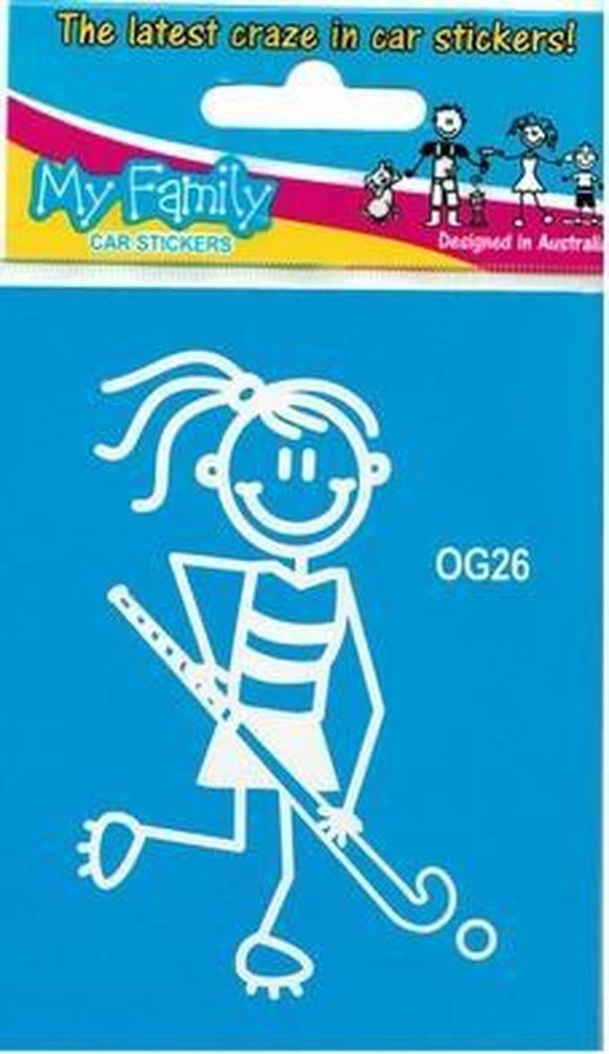 Meisje met hockeystick, autosticker