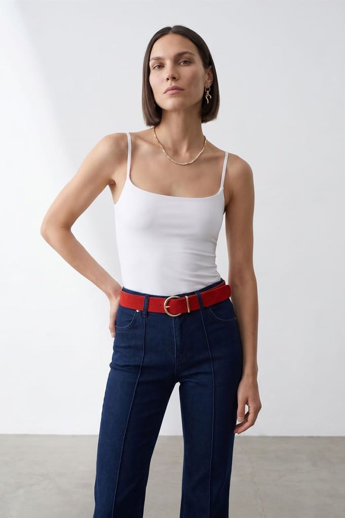 Slim Fit Vierkante Hals Mouwloze Blouse