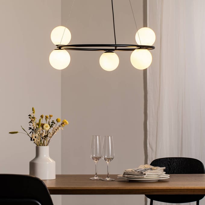 SIGMA Hanglamp Gama, 5-lamps, zwart