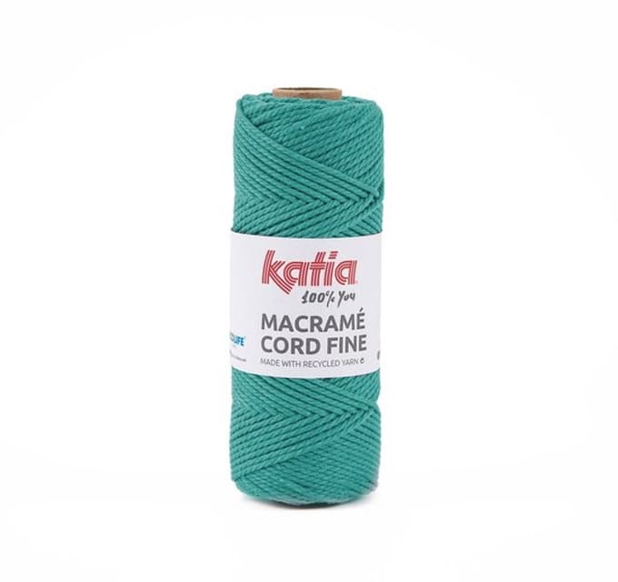 Katia Macramé Cord Fine - 211 Turquoise - Gerecycled Katoenmix Garen