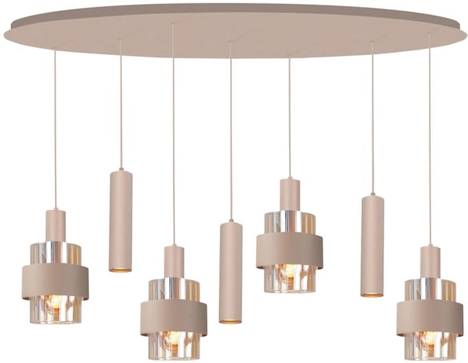 Highlight Hanglamp Marrone Beige/Amber Ovaal 7-lichts