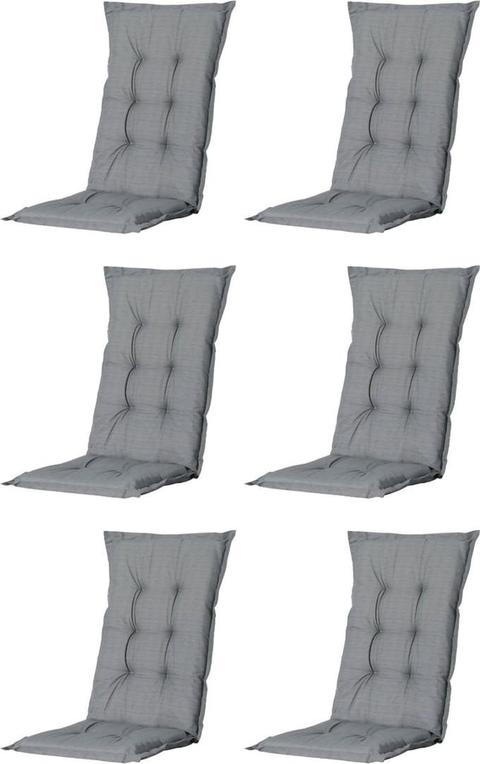 Madison - Tuinkussen - Universeel - Lage Rug - 6 st. - Basic Grey - 105x46cm - Grijs - Tuinstoelkussens - Standenstoel