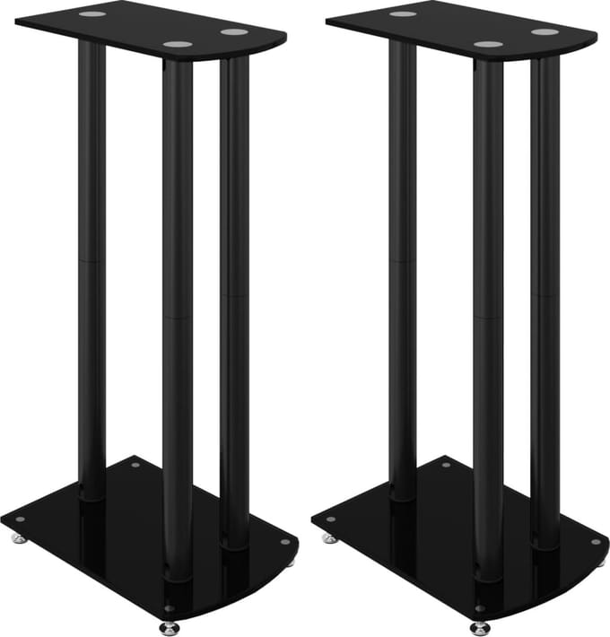 vidaXL - Luidsprekerstandaards - 2 - st - 3 - pijlers - gehard - glas - zwart