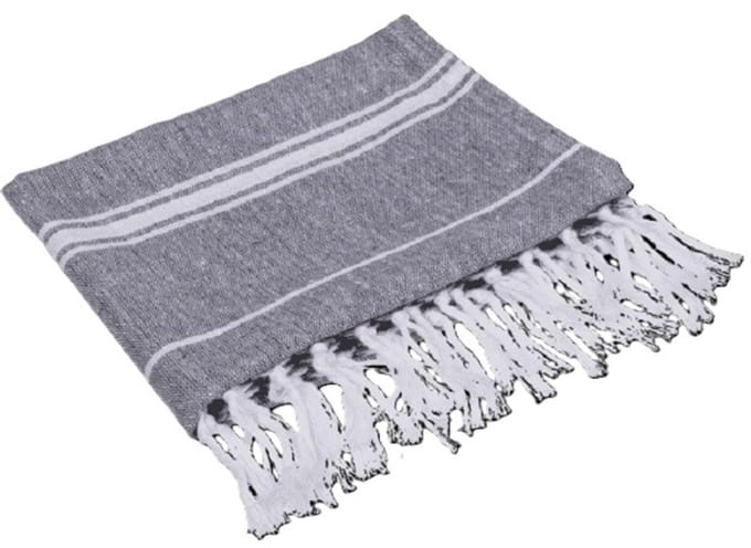 Hamamdoek - grijs wit - saunadoek - handdoek - stranddoek - hammamdoek - 45 x 70 cm