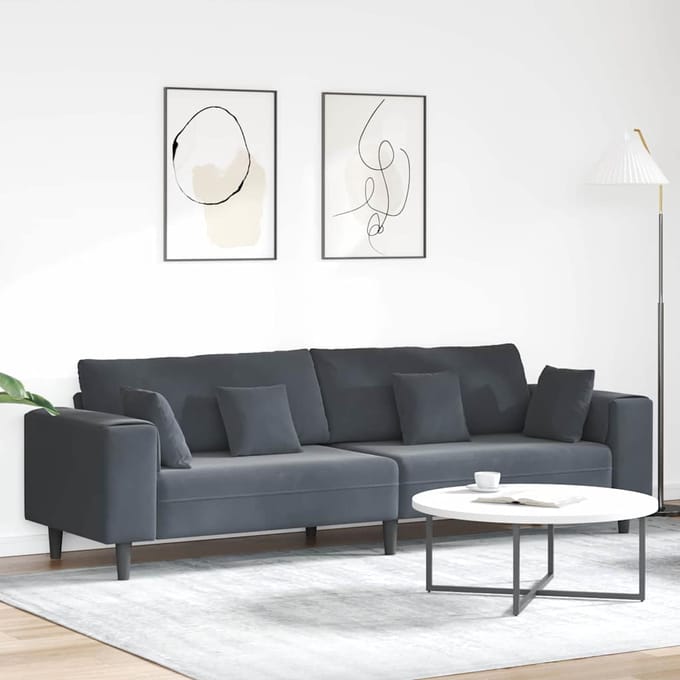 vidaXL - Bank - Donkergrijs - 250 - x - 77 - x - 76 - cm - Fluweel