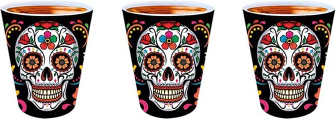 Fiestas Guirca - Shotglaasjes Catrina 6 x 5 cm - 3 stuks