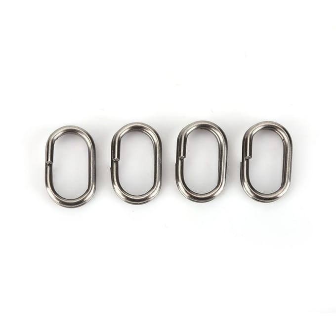 100 stuks roestvrijstalen ovale splitringen wartel snap visgerei connector(9x15mm)